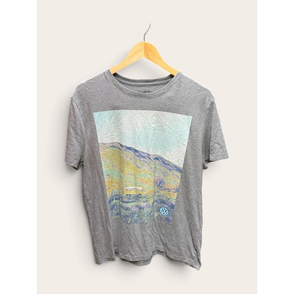 Goodfellow Mens Volkswagen VW Bus Mountain Graphic T-Shirt Gray Large
